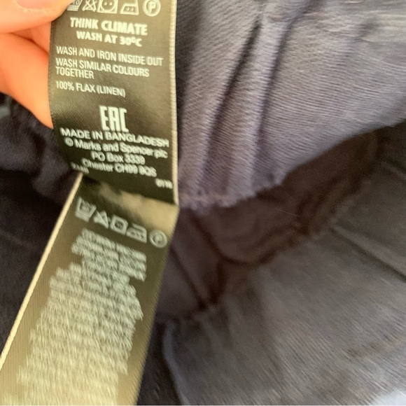 Mark & Spencer navy blue linen wide leg belted pant - Picture 11 of 11